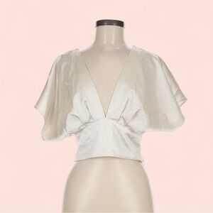 Elegant Cream V-Neck Blouse